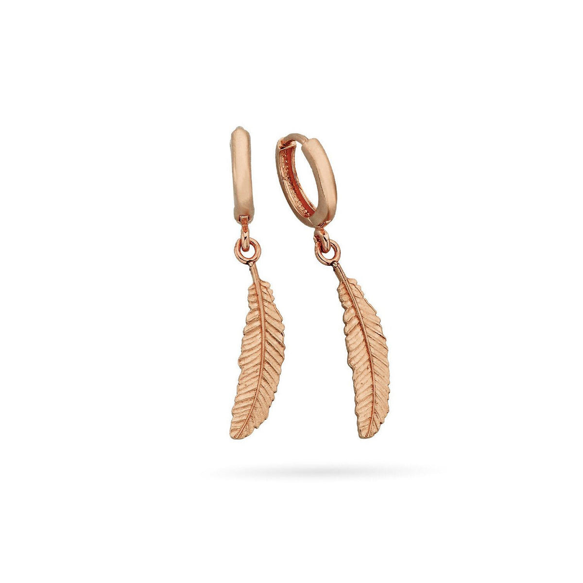 Mimoza Yapraklı Pembe Altın Küpe